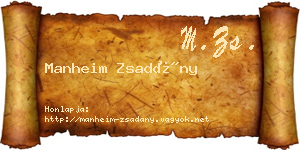 Manheim Zsadány névjegykártya